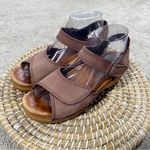 Dansko Women’s Leather Ankle Strap Sandals Wedge Heels in Red 39/US 9 Photo 2