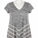 Anthropologie Puella Shirt M Gray Marled Knit Chevron Stripe Swing Top Tunic Size M Photo 0