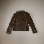 St. John  Sport Dark Brown Polyester Blend Faux Suede Snap Front Epaulet Jacket M. Photo 1