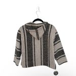 Baja Hoodie Pullover Gray Beige Striped Mexican Poncho Style Size Small Photo 2