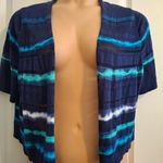 Lane Bryant  Sz 16 Striped Blue and Teal Cardigan Photo 3