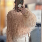 Rehab  Lab Pink Fuzzy Fringe Knit Sweater Photo 0