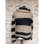 Free People  Small LULU ALPACA BLEND COWL NECK Tan Black Stripe SWEATER Photo 4