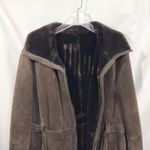wilson's leather Wilsons XL Leather Coat Shearling Faux‎ Fur Belted Full Zip VTG Jacket Brown F Photo 6
