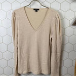 J.Crew Beige Ribbed V-Neck Long Sleeve Sweater - Size - Medium Photo 0