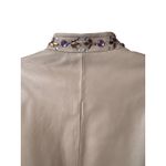 Pamela McCoy Collections Beaded Leather Jacket Tan Mandarin Collar Zip Front XS Photo 3