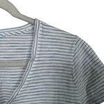 Madewell Women's Sz S White Blue Striped V-Neck Short Sleeve Pullover Semi sheer Photo 3