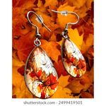 Fall Leaves Earrings New Teardrop Thanksgiving Autumn Leaf Season Dangle… Silver Photo 2