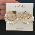Ettika  PEARL AND 18KT GOLD PLATED BEADED HOOP EARRINGS, $60 Photo 4