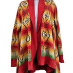 Polo Ralph Lauren Long Draped Open Cardigan Sweater Aztec Southwestern Serape Red Size XL Photo 4