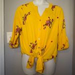 Fig and Flower Yellow Floral Embroidered Blouse Size 1X Photo 2