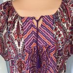 One World  Boho Pleated Tassel Tie‎ Peasant Top Photo 1