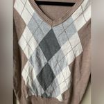 st. john's bay  Sweater Women's Medium Argyle Diamond V Neck Casual Dressy 90s Photo 1