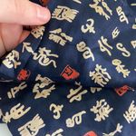 EUC Navy blue‎ gold lettering pattern 100% silk scarf neck tie wrap Blue Photo 3