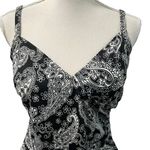 Jantzen Classics Black White Paisley Tankini Swimwear Top Built in Bra Sz 12 Photo 3