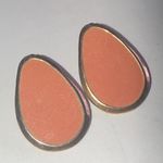 Gold Tone and Peach Shimmer Retro Vintage Teardrop Earrings Photo 0