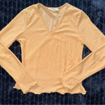 Lush Clothing LUSH Women's Yellow Crop Ruffle Blouse V Neck Size‎ M Photo 0