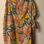 Nine West XXL CRACKLE LEAVES CORAL SIDE TIE FAUX WRAP MINI SQUARE NECK DRESS Photo 0