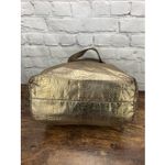 Kate Spade Gold Metallic Snake Embossed Tote Rainbow Polka Dot Lining VTG Photo 4