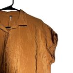 YFB Oversized Shirt Copper Bronze Color Block Collar Button Down Top XS Brown Photo 3