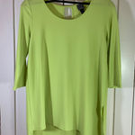 Clara Sun Woo Lime Green Tunic Small Made USA Stretch Asymmetric Hem Chartreuse Yellow Photo 0