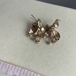 Vintage flower sprays climber earrings. Gold plated amber glass. Photo 6