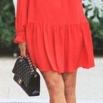 Milly Red Ruffle Silk Blend Dress Long Sleeves Photo 0