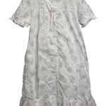 Vintage Intimate Moods Button Front Robe Gown White Floral Sz 1X Cottage Short Photo 0