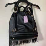 NWT Black Fringe Leather Backpack Photo 6