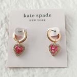 Kate Spade spell it out crystal pink heart gold huggie earrings NWT π Photo 1