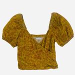 Urban Outfitters NWT  Puff Sleeve Crop Top Smocking Ditsy Floral S Yellow Boho Photo 2