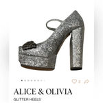 Alice + Olivia  Gizelle Silver Glitter Heels
Size 7.5 or 38.5 Photo 14