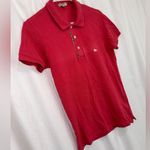 Burberry  London Slim Fit Polo Shirt Womens Red Embroidered Logo Size Small Photo 2