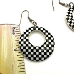 Black and white check circle drop earrings Photo 2
