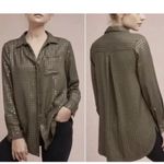 Maeve Brown Sequin button down blouse with front pocket. Size medium. Photo 1