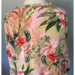 J.Jill  Tunic Dress Sz LG Seashell Paradise Tropical Floral Pink Bell Sleeve Photo 5