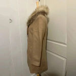 ZARA $250 Manteco Italian Trench Wool Jacket Coat Faux Fur Fall Beige Mob Wife Photo 4