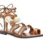 Sam Edelman  Women’s Size 7.5 Tan Graciela Leather Beaded Flat Strappy Sandals Photo 0