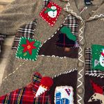 Designers Originals Patchwork Embroidered Holiday Christmas Sweater Cardigan Brown Size undefined Photo 3