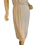 VINTAGE 1960'S CREAM SILK COCKTAIL DRESS WITH SEQUINS (APPX S/M) Size M Photo 5