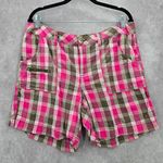 Faded Glory  Pink Brown Plaid Stripe Cotton Pants Shorts Large Photo 0