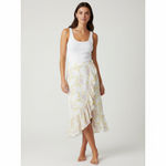 Majorelle  Womens SMALL Wrap Peanut Skirt White Yellow Floral Embroidered Ruffle Photo 8