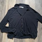 Free People  Rib Knit Button Up Collar Lightweight Long Sleeve Cozy Boho‎ Top Med Photo 1