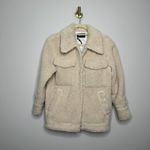 Something Navy  Cream Oversized Sherpa Teddy Coat Women's XXS Photo 1