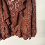 Chico's Chico’s Cardigan Women M Rust Brown Open Front Waterfall Ruffled Lace Textured Photo 3