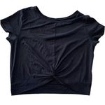 Zyia  Active womens large black dark gray crop short sleeve shirt twist gym lulu Photo 0