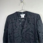 Nicole‎ Farhi Black Linen Floral Lace Eyelet Cropped Jacket Size 6 Photo 3