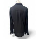 Vince | S | Womens Black Slim Fitted Stretch Silk Blend Button Down Shirt Blouse Photo 2