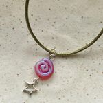 Handmade unique retro vintage chic fairy boho style necklace w/ quality Czech glass swirl bead & star 🌀🍃💛 Photo 3