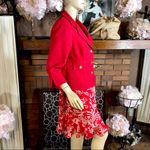 Julian Taylor   RED 1990'S FOLIATE PRINT CHIFFON SKIRT W/RED BLAZER SET (14) Photo 3